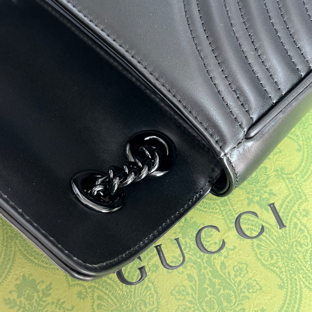 Gucci GG Marmont Black Matelassé Shoulder Bag-446744