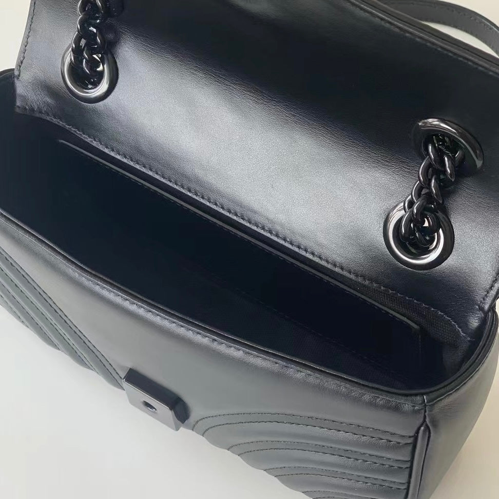 Gucci GG Marmont Black Matelassé Shoulder Bag-446744